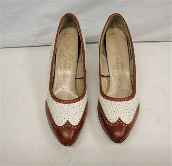Vintage Ladies Shoes Spectator Pumps by American Girl Brown