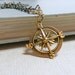 Necklace with Pendant, Brass Compass and Chain, Long Necklace, Everyday Jewelry