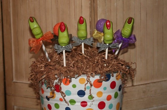 Mom's Killer Cakes & Cookies Original Halloween Creepy Witch Finger Cake Pops First On Etsy Other Halloween Styles Available Il_570xn