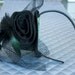 Black Rose Mini Top hat with black netting and feathers