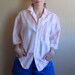 Creamsicle Light Orange and White Vertical Stripe Cotton Button Down with 3/4 Sleeves Size Med/Large
