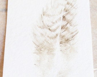 Original Watercolor Painting Tiny Feather