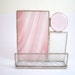 Soft pink and white stained glass business card holder