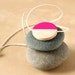 Neon Pink Necklace - Wood pendant with Neon pink - Round neon pendant - Fashion statement necklace