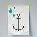 Anchor and Raindrops postcard - Professionnally printed illustrated postcard - Anchor card