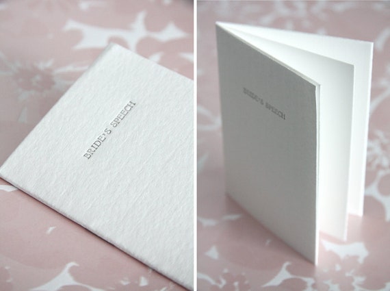 Bride & Groom's Speech Books Letterpressed booklets for