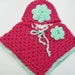 Silky Coral and Minty Green Baby Girl Poncho and Hat Set Hand Crochet