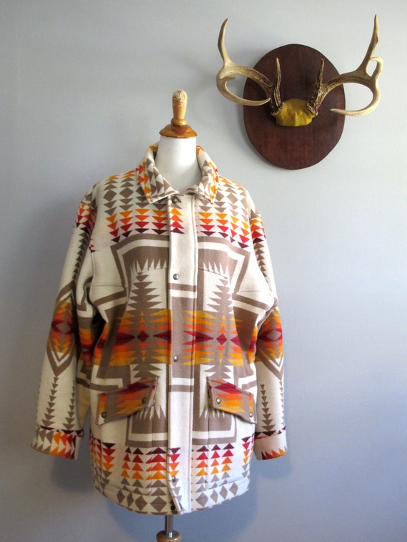 RESERVED PENDLETON Southwestern Blanket Coat // Wool Navajo