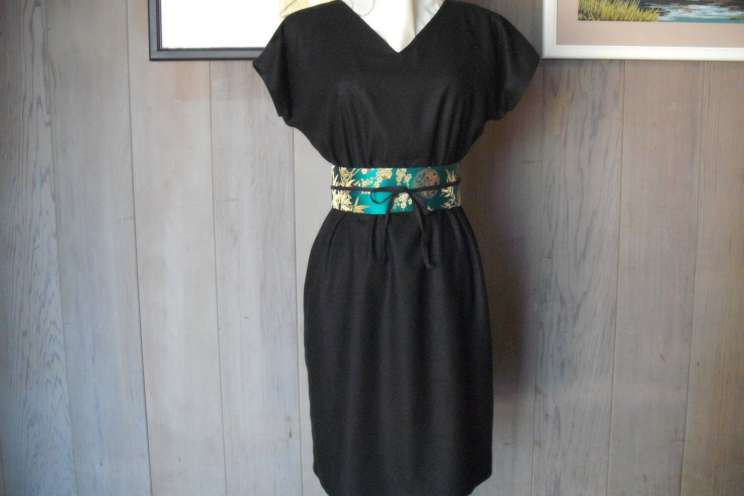 Black Dress with Obi Belt