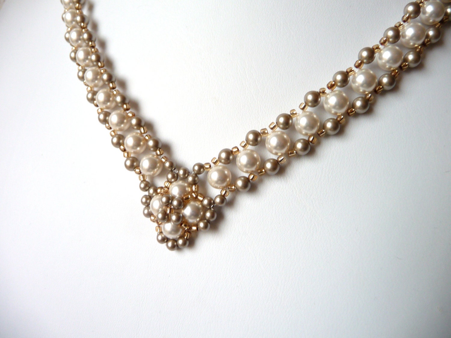 Swarovski Pearl & Gold Necklace Wedding Bridal Jewelry