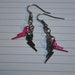 SALE Lightening Bolt Earrings Black and Pink Dangle