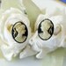 Vintage Raised Cameo Very Petite Post Earrings