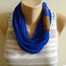 SALE- Scarf Necklace- Blue & African Wax Fabric Scarflace