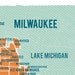 Milwaukee Map Poster in Orange- Vintage style print 11x17
