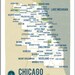 City of Chicago Map Poster in White- Vintage Style Print 16x20