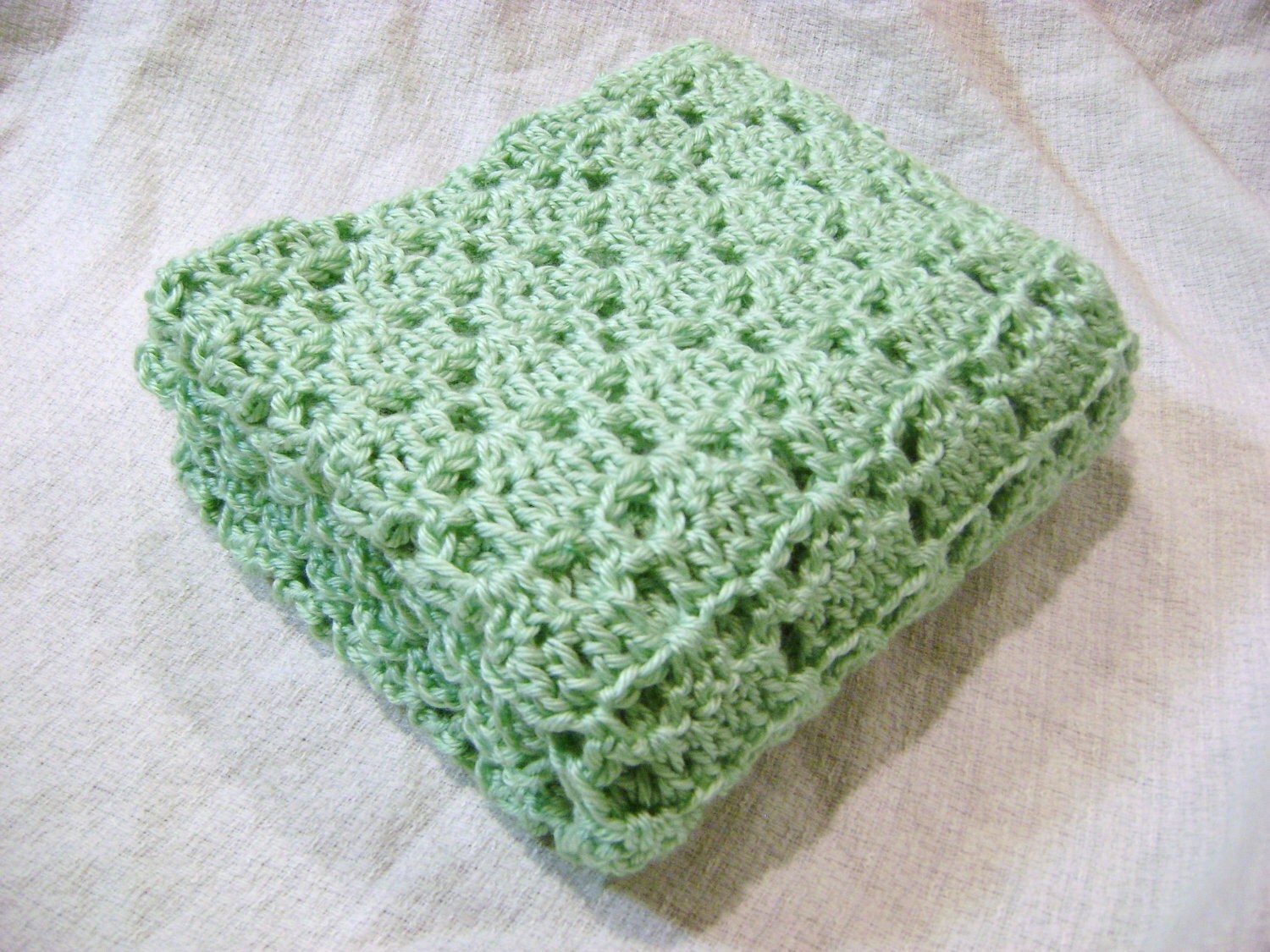 Mint Green Crochet Baby Blanket and Hat Girl or Boy baby