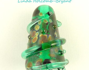 Green Lampwork Glass Focal Bead