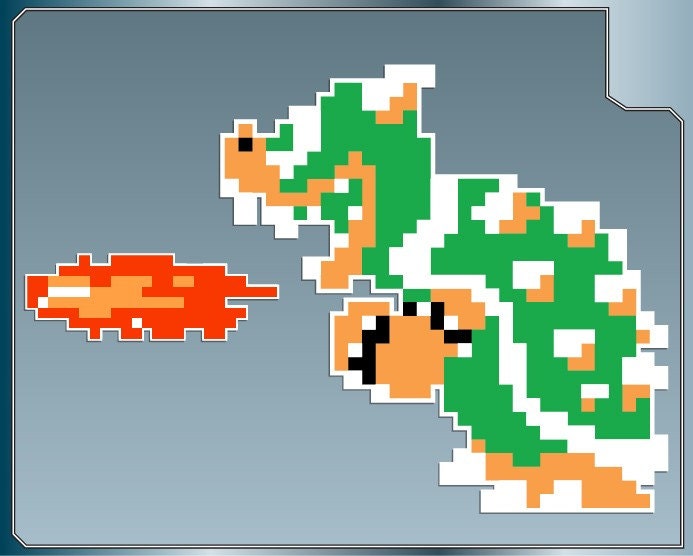 BOWSER 8bit Sprite vinyl decal from Super Mario Bros.