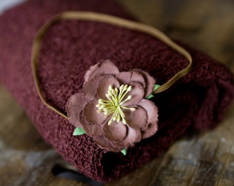 Newborn Knit Wrap, Brown Newborn Headband, Brown Scarf Wrap, Brown Newborn Wrap, Baby Headband, Photo Prop, Newborn Layer