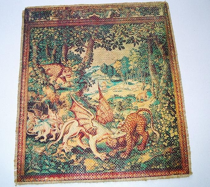 Medieval Griffon & Panther Tapestry dollhouse by CalicoJewels