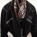 Vintage Bomber Jacket: Biker Rocker Hip Zipper Jacket in Black with White Stitching