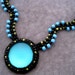 Oceanic - Beadwoven Necklace Teal Bead Embroidered Black Green Destinations