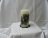 Hand painted seasonal unscented candle
