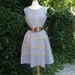 Vintage Navy Blue & White Check Seamed Waist Rockabilly Dress sz Lg