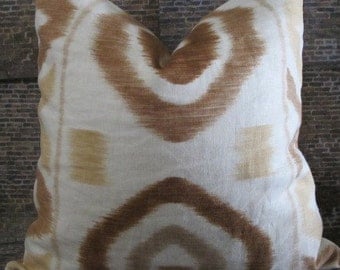 SALE Designer Pillow Cover - Thom Filicia Ikat - 16 x 16, 18 x 18, 20 x 20 Prospect Brown