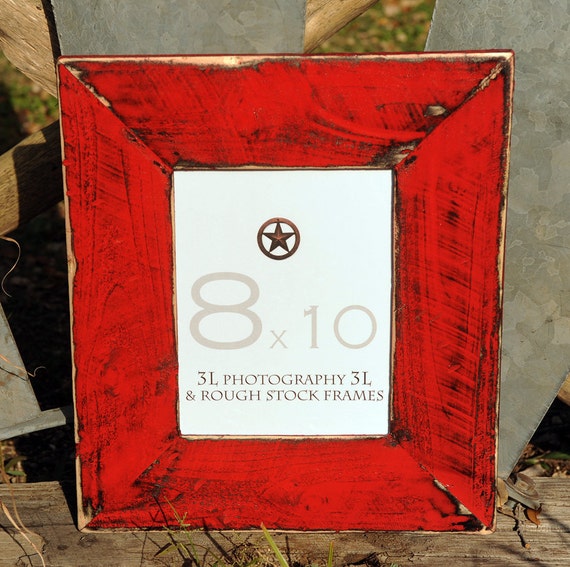 Red Rustic Distressed 8x10 Photo Frame Wood Handmade