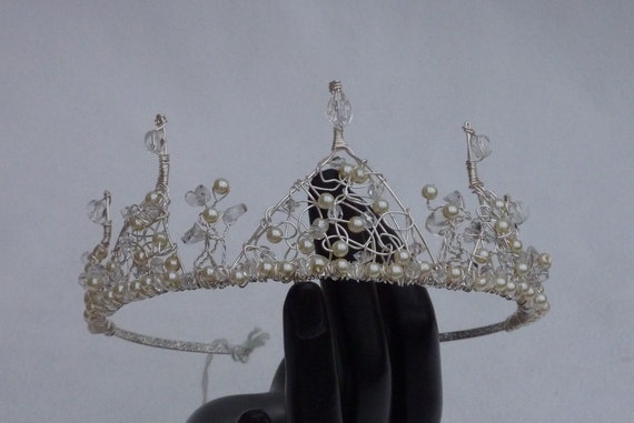 SALE Tiara: bridal 5 delicate peak half coronet by violetsparks