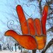 Love is Friendship on Fire American Sign Language I Love You Hand Tiffany Stained Glass ASL Hand Heart Gift OOAK Handcrafted Artisan Crafted