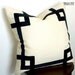 Greek Key Fretwork Ivory Linen with Black- 20" Pillow Cover