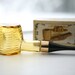 Vintage 1970s Avon cologne after shave bottle - corn cob pipe - amber yellow glass bottle IN ORIGINAL BOX