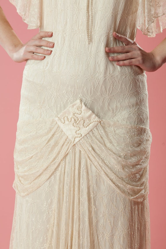 Vintage Art Deco Wedding Dress 1980s Does 1920s Lace Drop