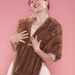 Vintage 1950s Genuine Mink Fur Stole C.R. Cook Autumn Haze Wedding Bridal Shoulder Cover Silk Brocade Lining