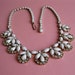 Vintage 1950s White Rhinestone Necklace Milk Glass Wedding 1960s Choker