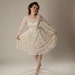 RESERVED Vintage 1950s Lace Wedding Dress Cream Sleeves Lorrie Deb Union Made Bridal Fashions