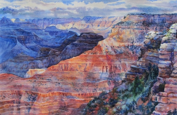 ORIGINAL WATERCOLOR Grand Canyon Arizona Landscape Painting