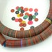 Vintage African Vinyl (Vulcanite) Record Beads, BRIGHT Multi-Colored Strand, 15x.5mm