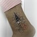 Big Ben/ embroidered/ Burlap/ Christmas Stocking/ rose ticking/ Queen Elizabeth/ British/ UK/ Great Britain/ British Christmas decor
