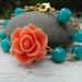Coral Rose and Turquoise Jade Bracelet