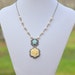 SALE - Unique Vintage Style Necklace with Ivory Rose and Light Blue Roses and Ivory Swarovski Pearls Jewelry Gift for Her. Free Shipping.