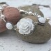 RESERVED for Alyssa - Six White Rose and White Flower Bracelets with White Swarovski Pearls in Gold