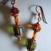 Honey In The Woods Rustic Green and Golden Brown Earrings With Copper and Niobium -Free Shipping-