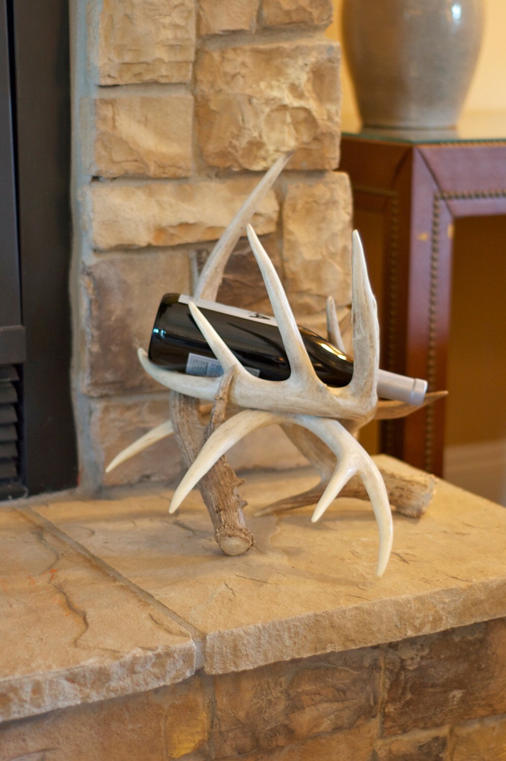 Deer Antler Wine Bottle Holder by DropTineArt on Etsy