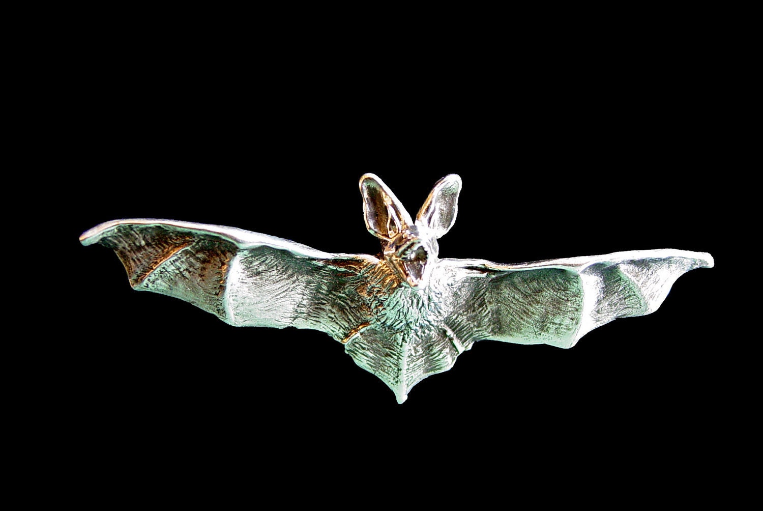 Large Flying Bat Necklace in Sterling Silver by diggersgoldjewelry