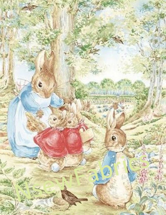 Beatrix Potter Peter Rabbit FaBriC Lg Scenic Quilt Panel