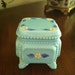 Westmoreland Trinket Box Blue Milk Glass Floral Decoration