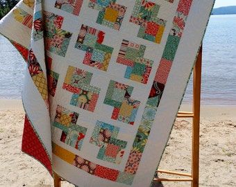 Quilt Pattern - Danish Delights Layer Cake Quilt Pattern 3 Sizes Quick, Easy - PDF INSTANT DOWNLOAD
